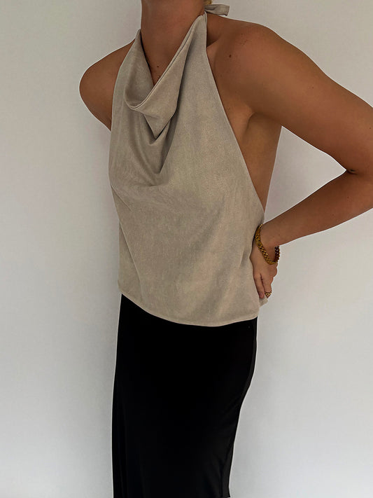 AKARI TOP - GREY SUEDE