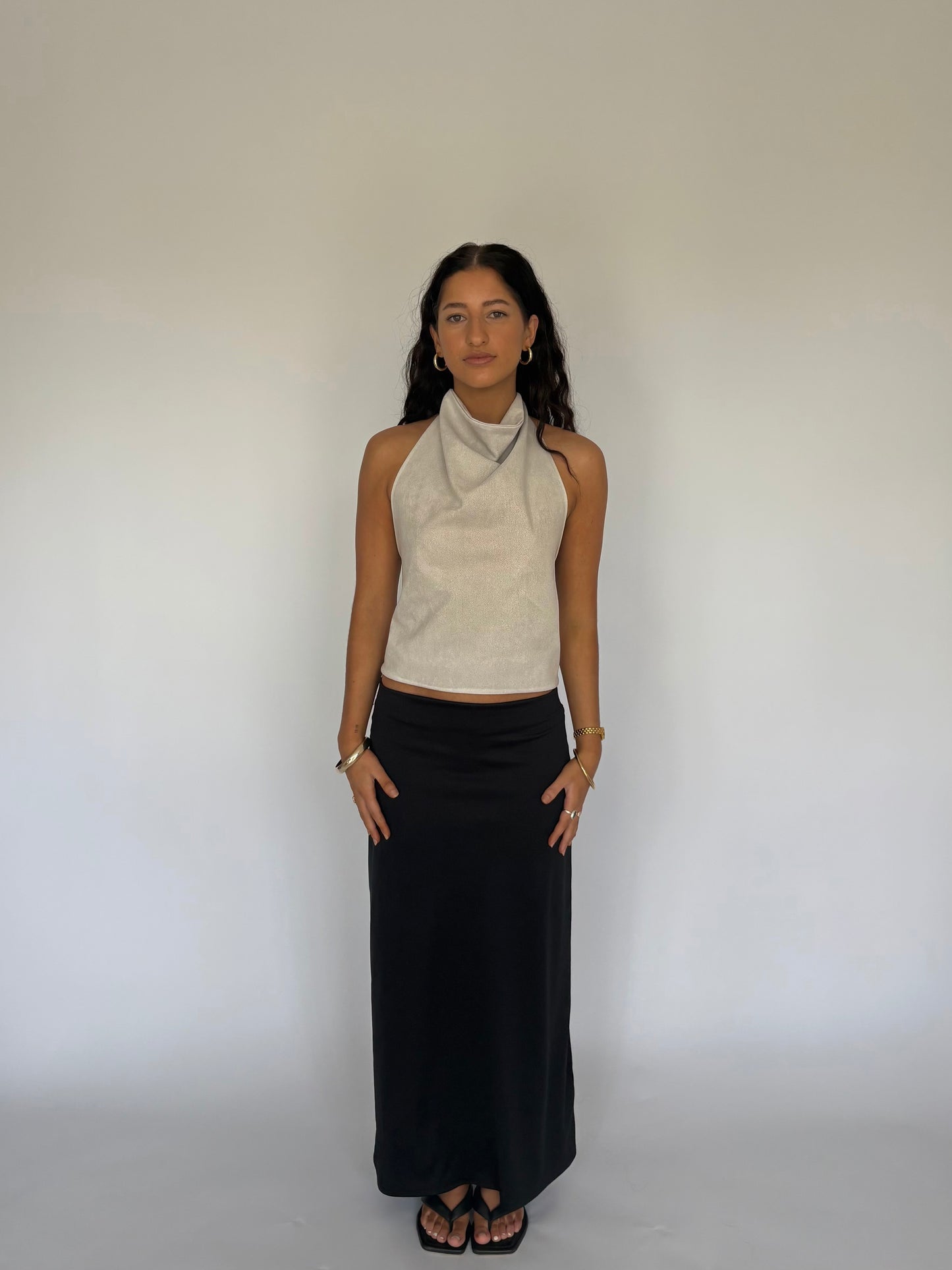 AKARI TOP - GREY SUEDE