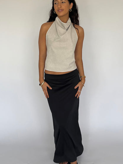 AKARI TOP - GREY SUEDE
