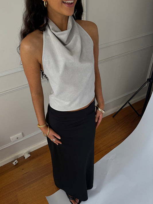 AKARI TOP - GREY SUEDE